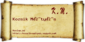 Kozsik Mátyás névjegykártya
