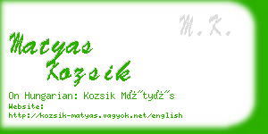 matyas kozsik business card